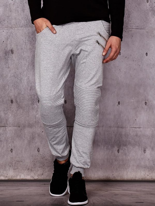 Wholesale Grey men's sweatpants with zippers