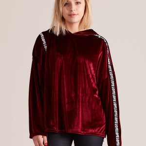 Wholesale Velour oversize hoodie burgundy