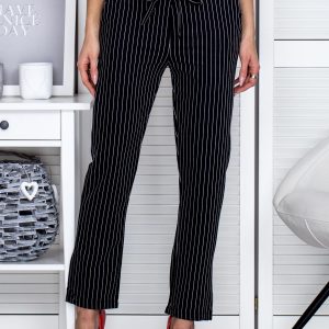 Wholesale Black striped pants with binding