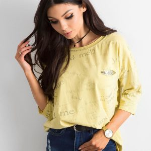 Wholesale Yellow blouse with inscriptions