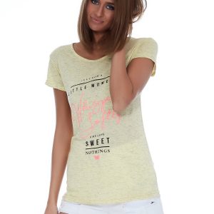 Wholesale Yellow t-shirt with text print