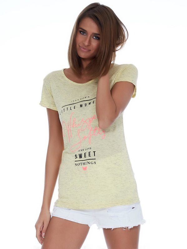 Wholesale Yellow t-shirt with text print