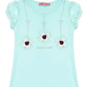 Wholesale Mint t-shirt for girl with ladybugs