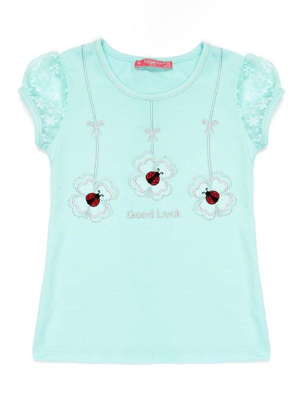 Wholesale Mint t-shirt for girl with ladybugs