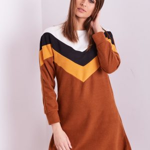 Wholesale Light brown color block dress