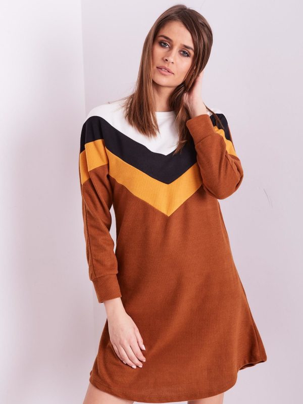 Wholesale Light brown color block dress