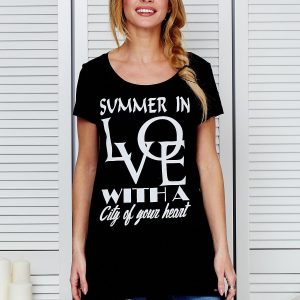 Wholesale Black cotton tunic SUMMER IN LOVE