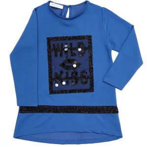 Wholesale Dark blue tunic for a girl with applications