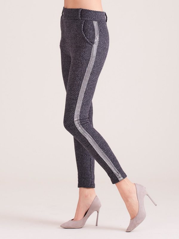 Wholesale Graphite Patterned Trousers with Glossy Stripe