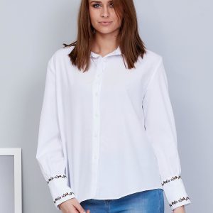 Wholesale White shirt with ethnic embroidery