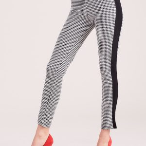 Wholesale White and black houndstooth pants with stripe