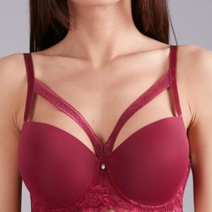 Wholesale Burgundy bra with lace straps