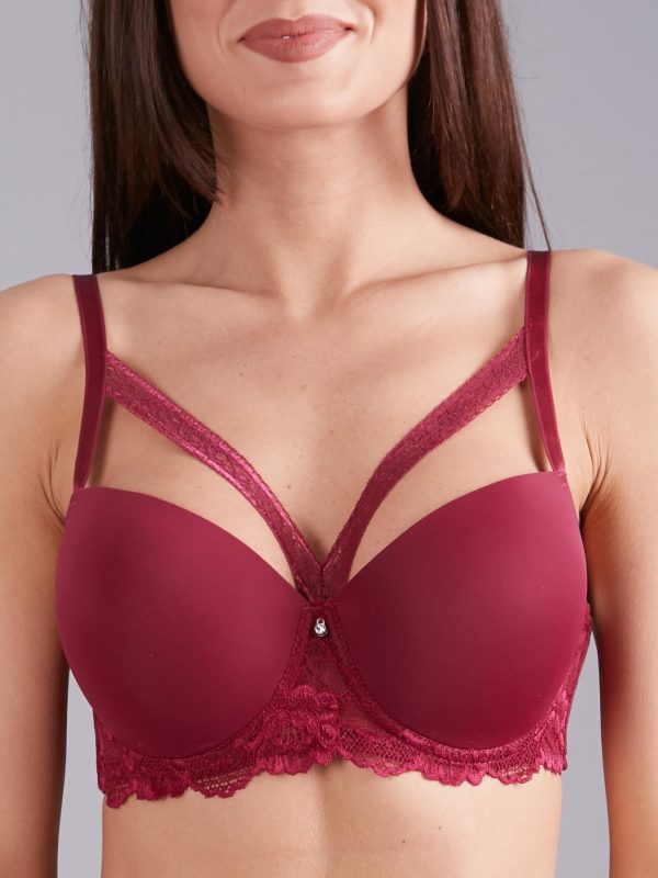 Wholesale Burgundy bra with lace straps