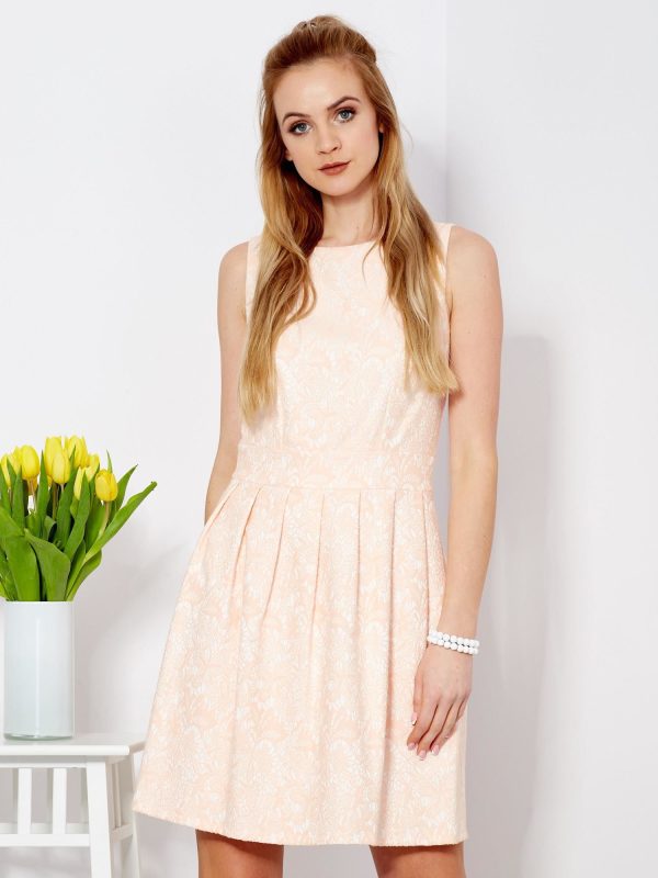 Wholesale Peach dress with contrafolds