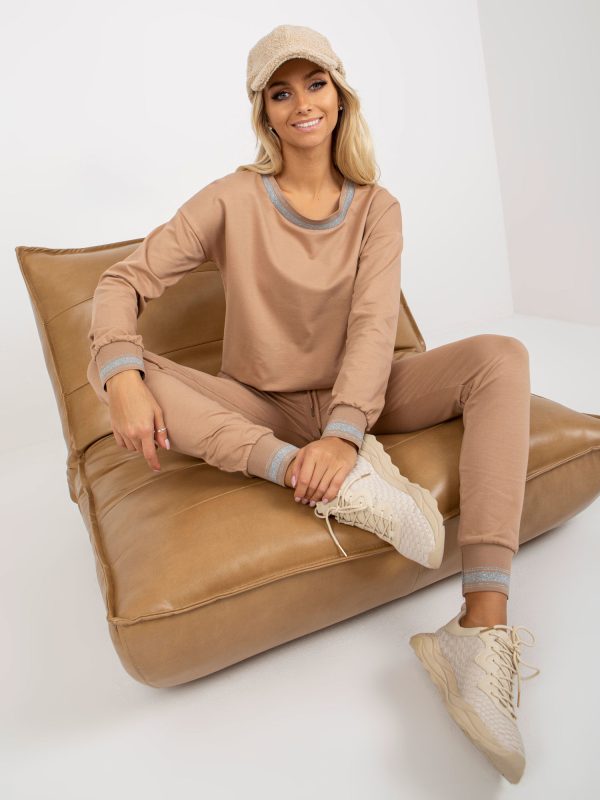 Wholesale Camel Damen Sweatshirt-Set with Hose