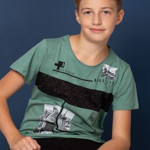 Wholesale Khaki t-shirt for boy with urban print