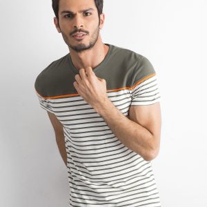 Wholesale Khaki striped t-shirt for men