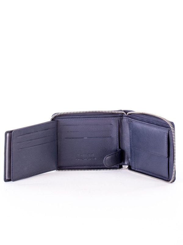 Wholesale Navy blue wallet for men in genuine leather