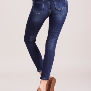 Wholesale Dark blue women's puréed jeans