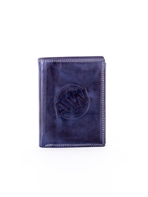 Wholesale Blue Leather Wallet with Round Embossed Embossed