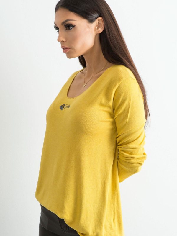 Wholesale Loose Long Sleeve Blouse Dark Yellow