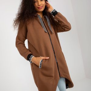 Wholesale Brown Mayar Long Sweatshirt Hooded Sweatshirt