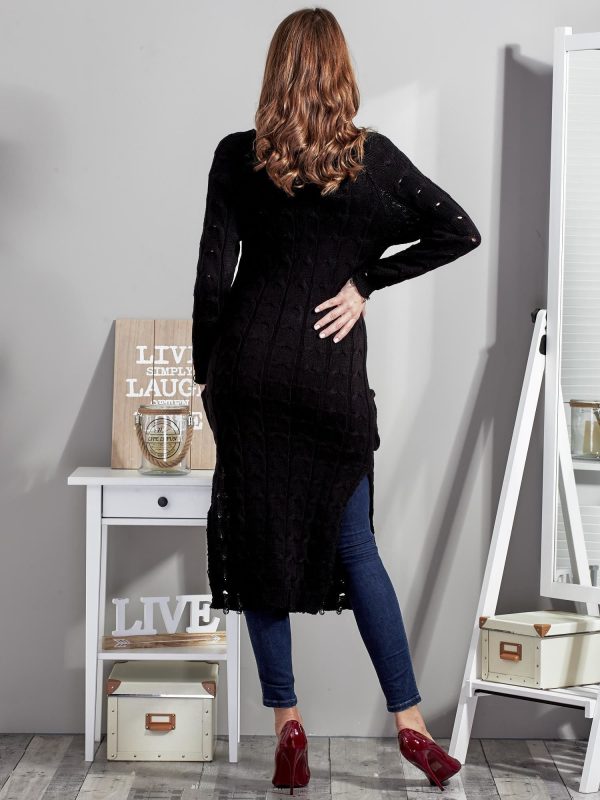 Wholesale Black long sweater with slit