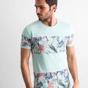 Wholesale Green men's t-shirt with plant motif