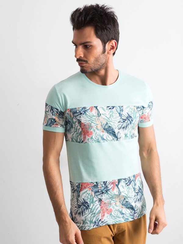 Wholesale Green men's t-shirt with plant motif