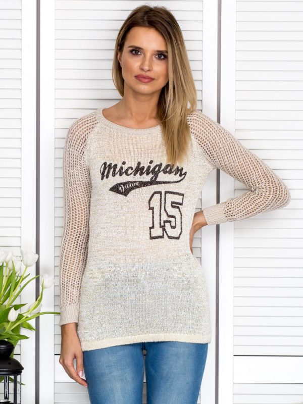 Wholesale Beige jumper with baseball print