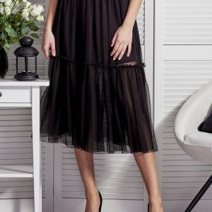 Wholesale Women's Tulle Layered Skirt Black