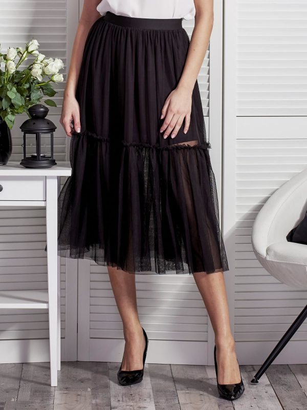 Wholesale Women's Tulle Layered Skirt Black