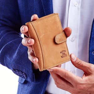 Wholesale Light brown wallet for man with stitching