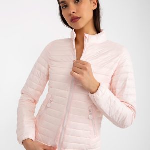 Wholesale Light pink transitional quilted jacket with pockets