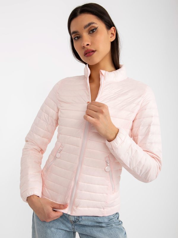 Wholesale Light pink transitional quilted jacket with pockets