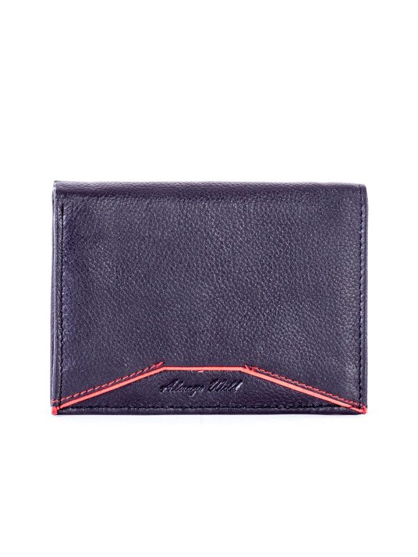 Wholesale Black leather wallet with red trim