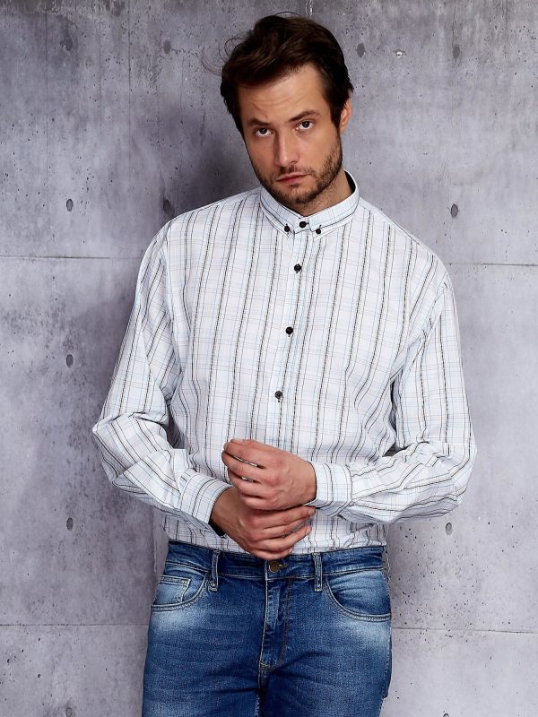 Wholesale Plus Size Men's White Checkered Shirt