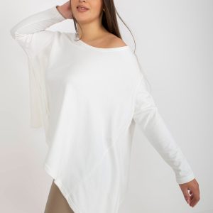 Wholesale Ecru asymmetric plus size basic long sleeve sweatshirt