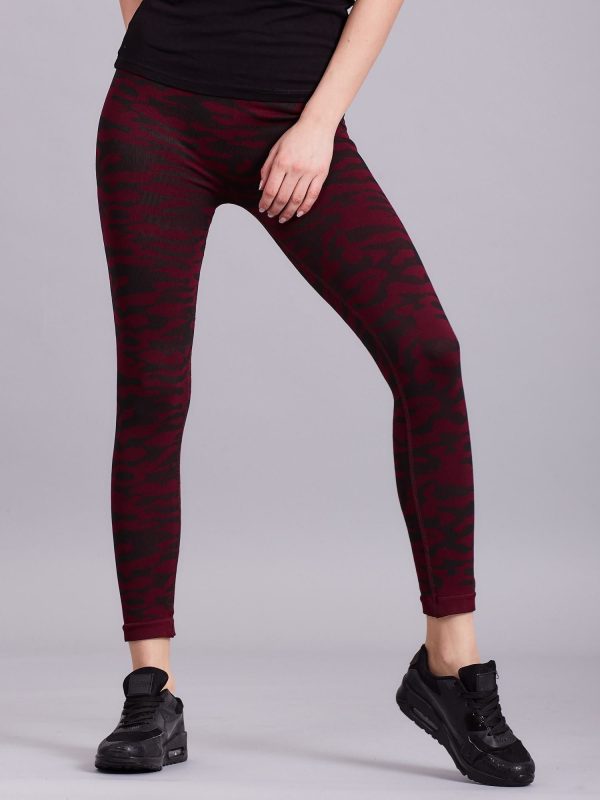 Wholesale Burgundy Pattern Sports Leggings