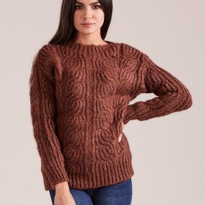 Wholesale Brown Wide Weave Sweater