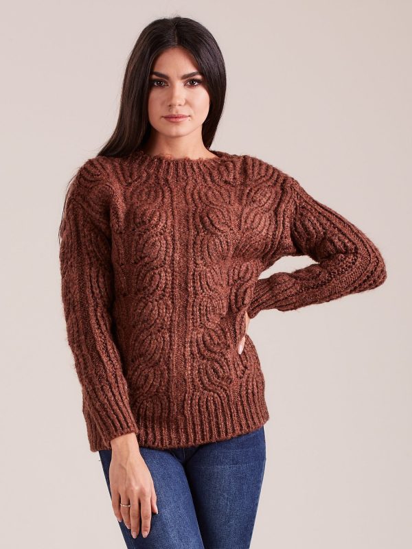 Wholesale Brown Wide Weave Sweater