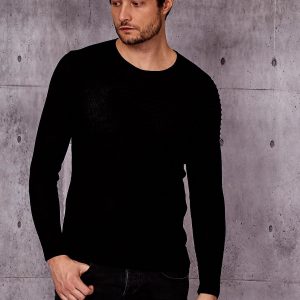 Wholesale Black men's sweater with striped modules