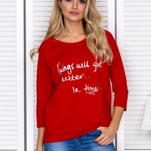 Wholesale Women's blouse with inscription red