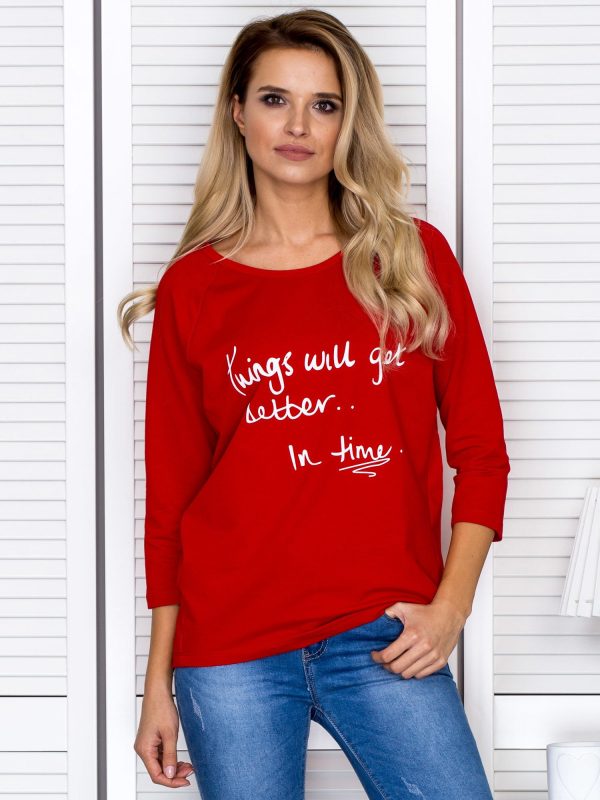 Wholesale Women's blouse with inscription red