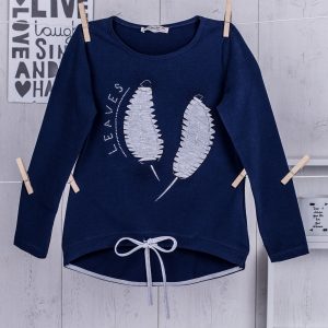 Wholesale Navy blue blouse for girl with leaves