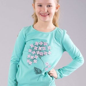 Wholesale Mint girl blouse with print and pockets