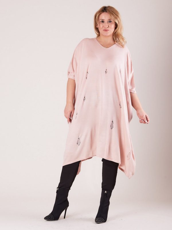 Wholesale Pale Pink Plus Size Long Sweater