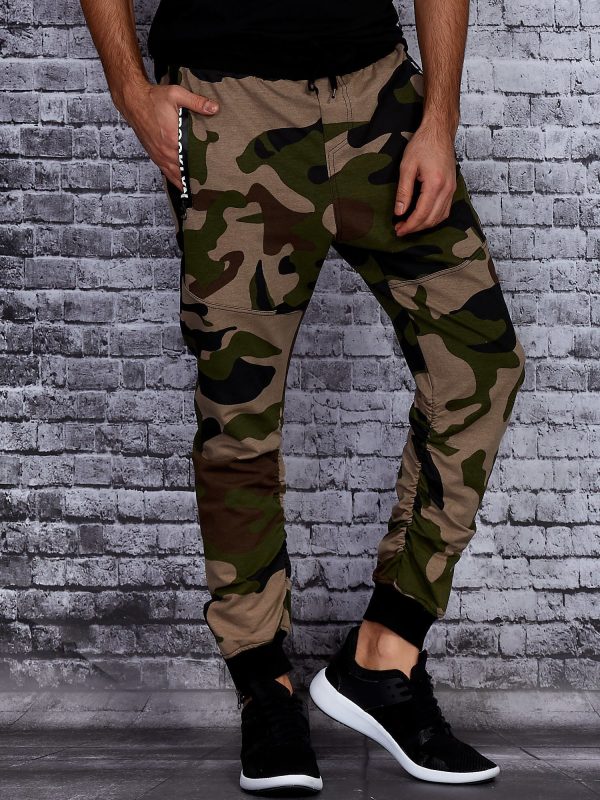 Wholesale Beige Camo Pattern Joggers Men's Pants