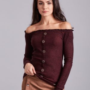 Wholesale Dark brown ribbed Spanish blouse