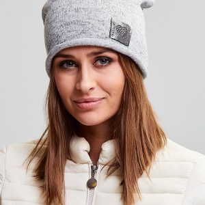 Wholesale Padded cotton beanie hat with a grey